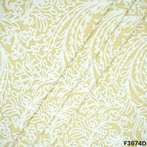 Thread Embroidered Cambric Cotton Fabric-F3674